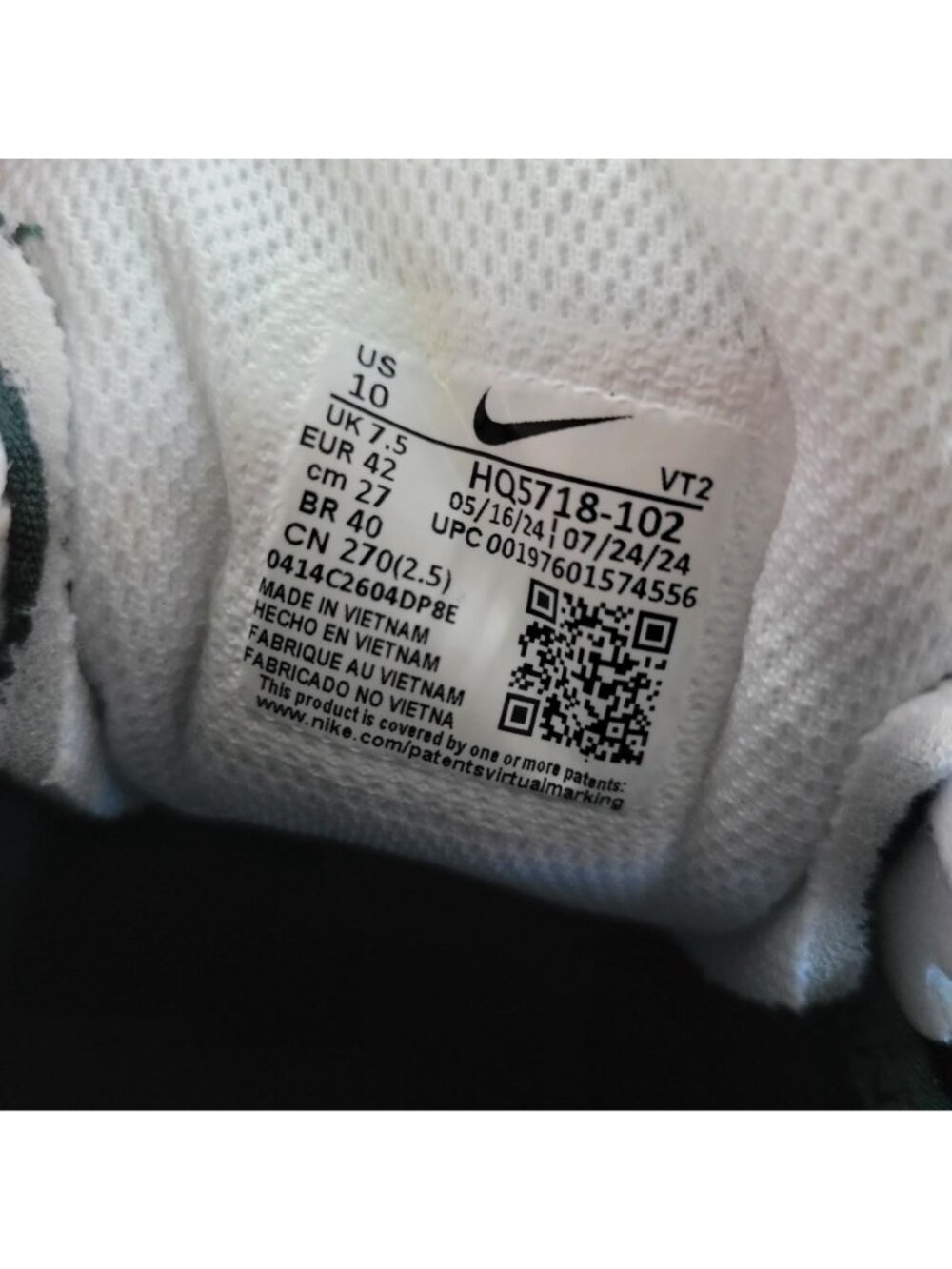Nike Air Zoom Pegasus 2005 10 Women Running Shoes White Green Sneaker HQ5718-102 - Picture 11 of 11